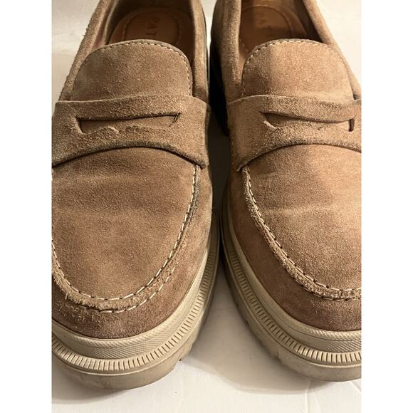 Patina Zoe Chunky Lug Loafers Platform •38.5/8.5• Taupe Beige Suede Portland - Picture 11 of 11